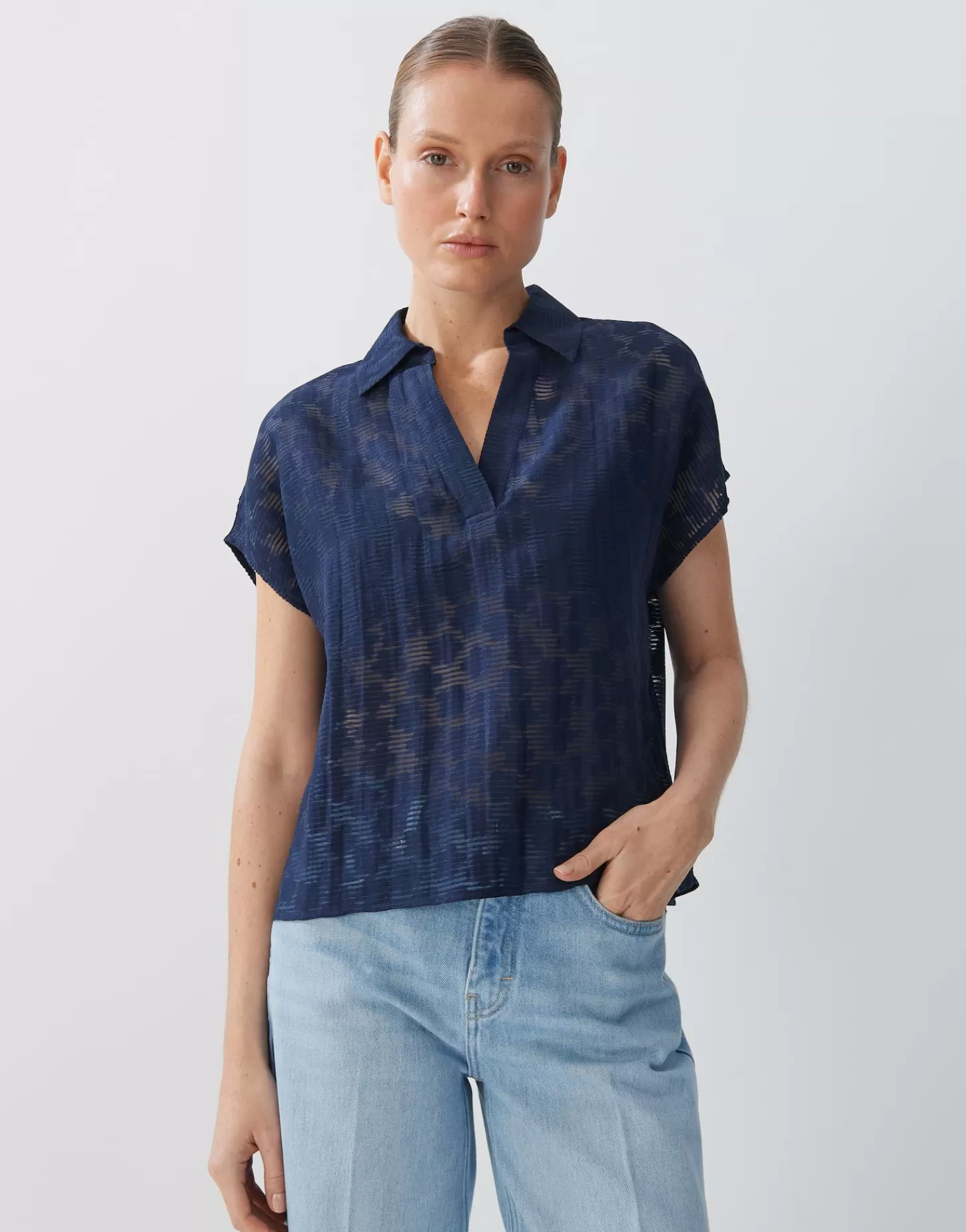 DAMES OPUS Blouse Met Korte Mouwen Zlumea Blauw Online Bestellen