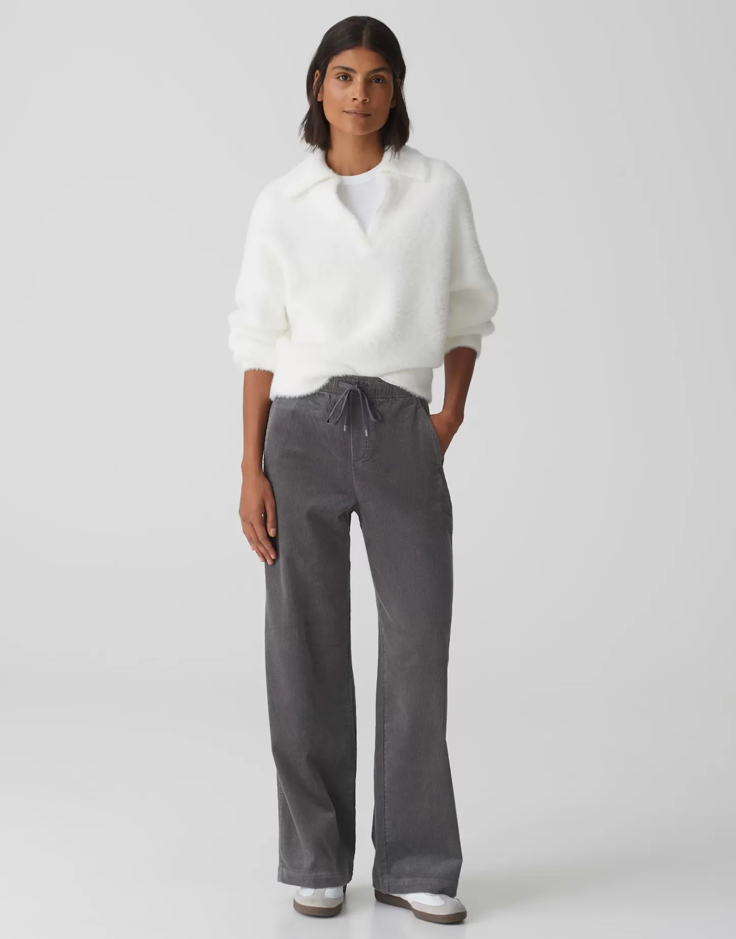DAMES OPUS Corduroy Broek Mileni Track Grijs Online Bestellen