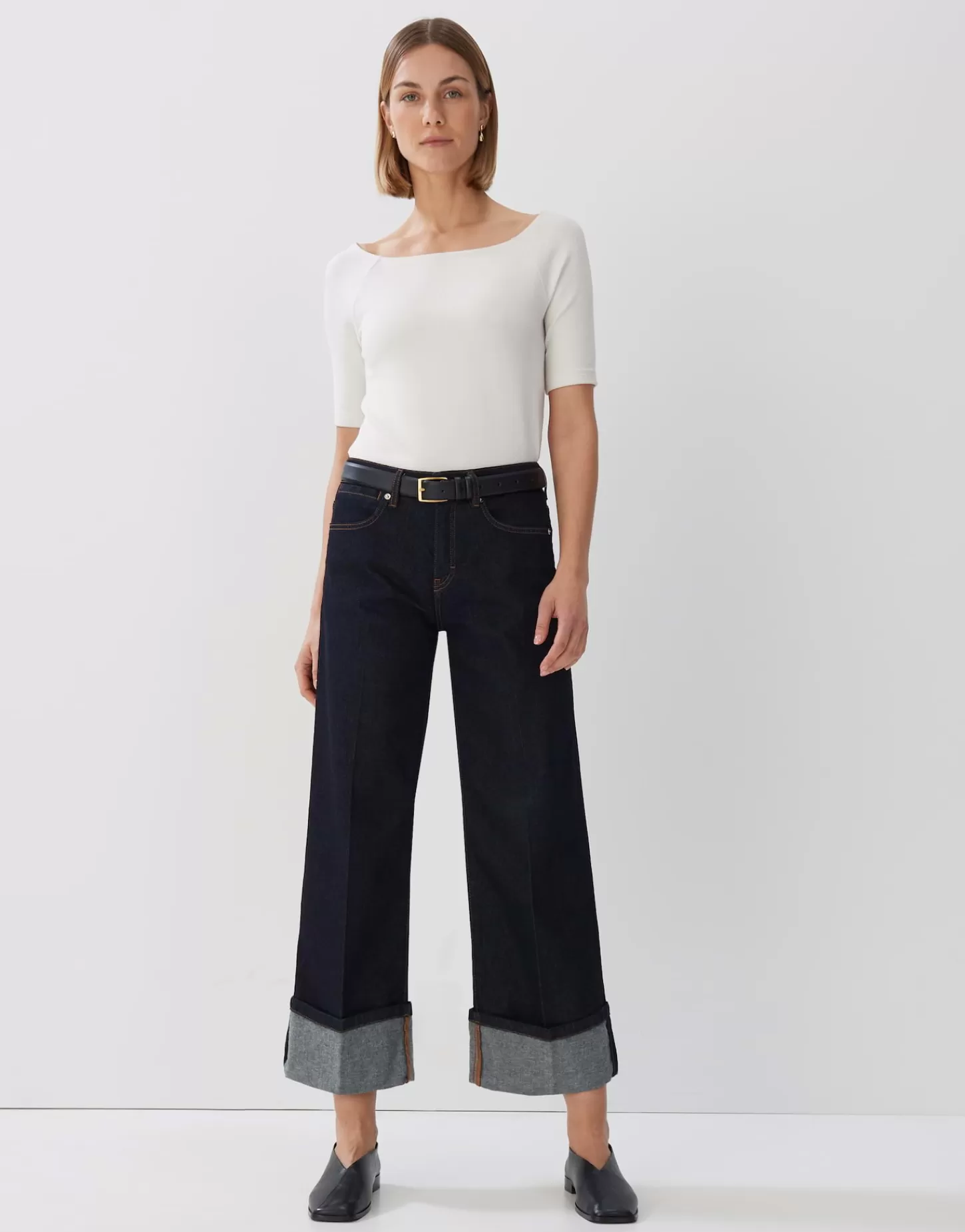 DAMES OPUS Cropped Wide Jeans Cellma Turn Up Blauw Online Bestellen