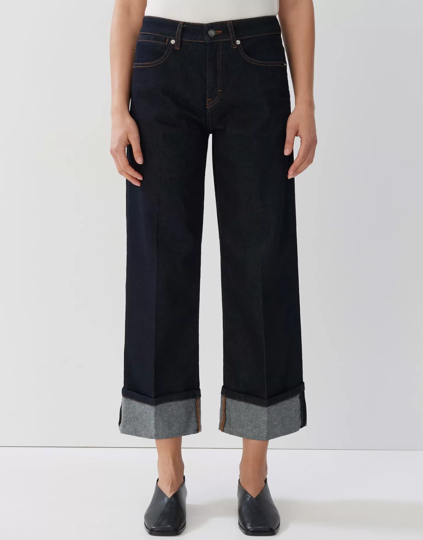 DAMES OPUS Cropped Wide Jeans Cellma Turn Up Blauw Online Bestellen