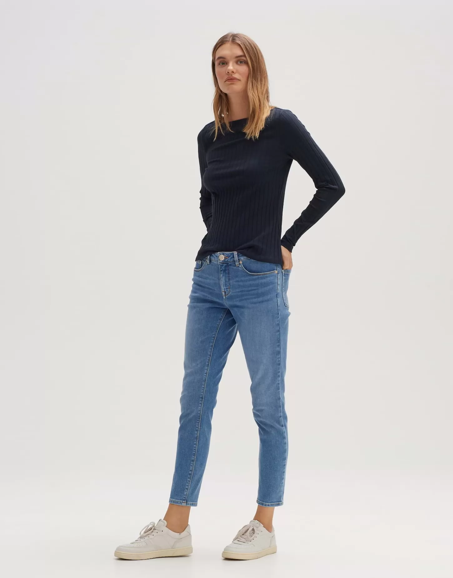 DAMES OPUS Geribd Shirt Sovke Blauw Online Bestellen