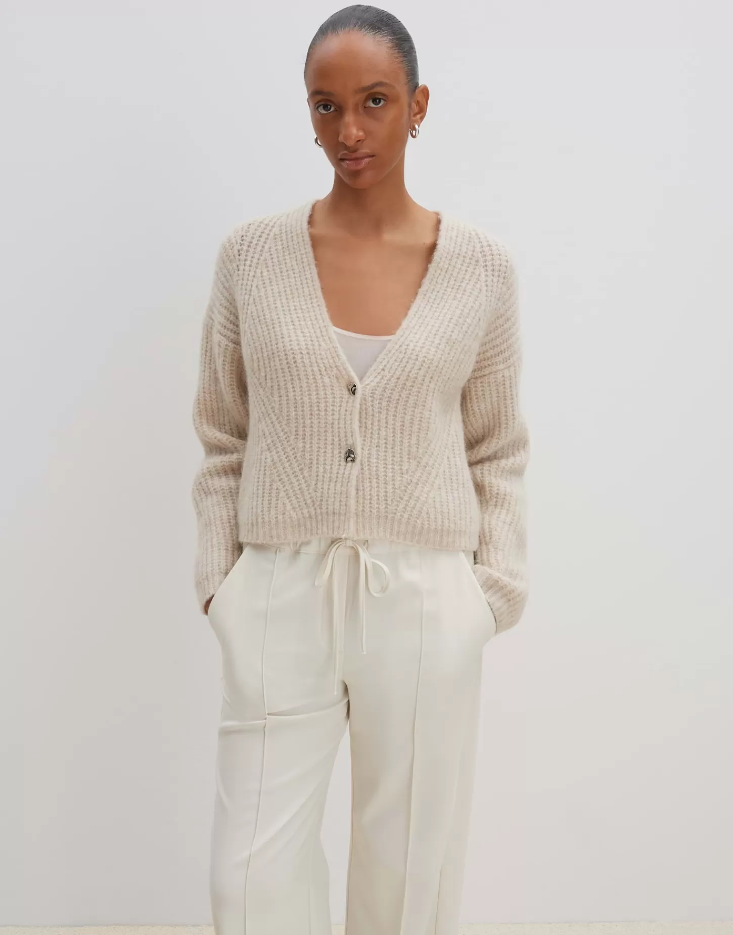 DAMES OPUS Grofgebreid Vest Triya Beige Online Bestellen