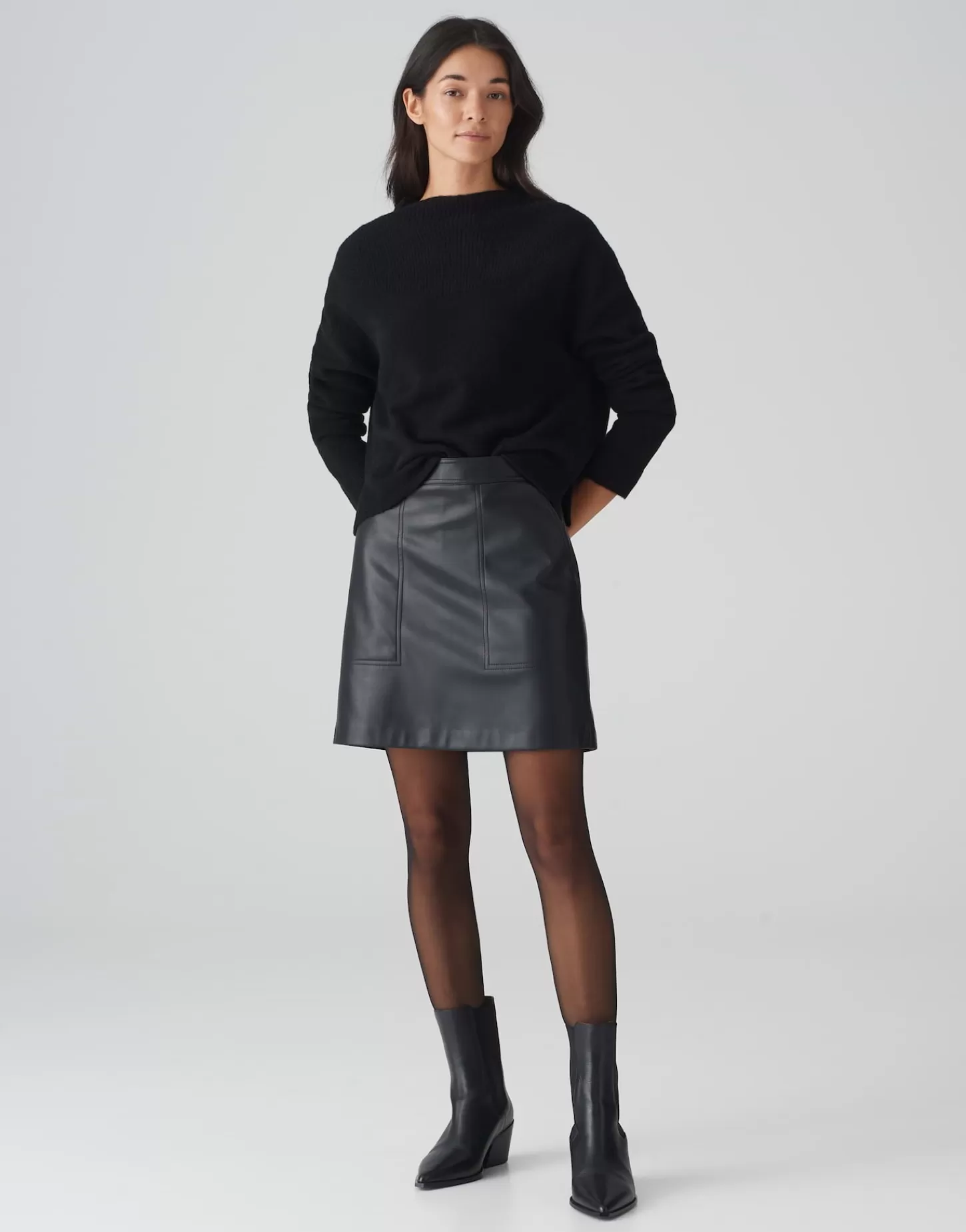 DAMES OPUS Leren Rok Relvina Edgy Zwart Online Bestellen