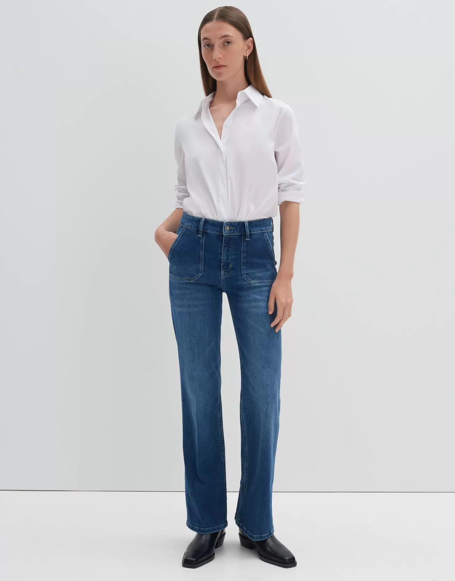 DAMES OPUS Long Flared Jeans Carie Utility Blauw Online Bestellen