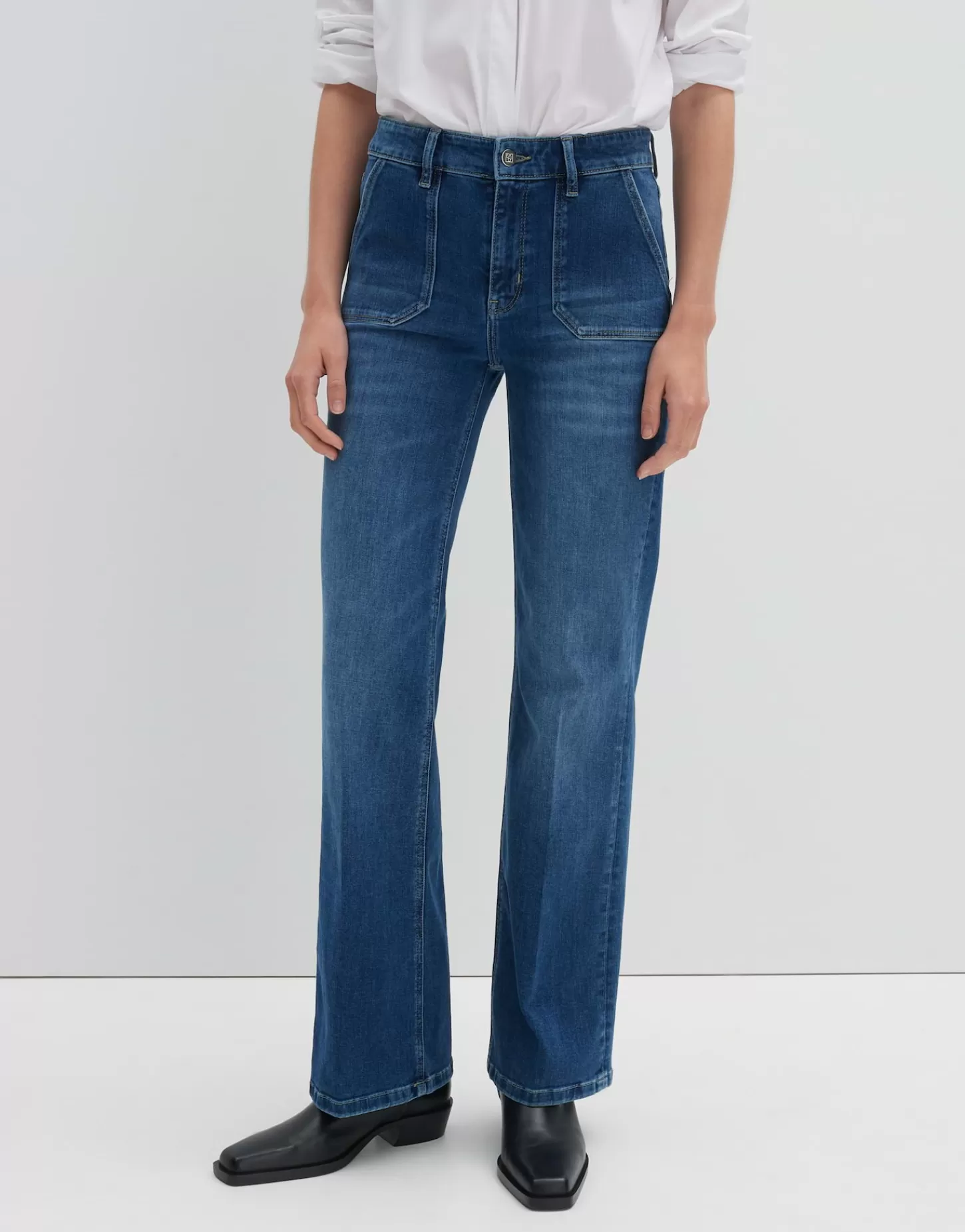 DAMES OPUS Long Flared Jeans Carie Utility Blauw Online Bestellen