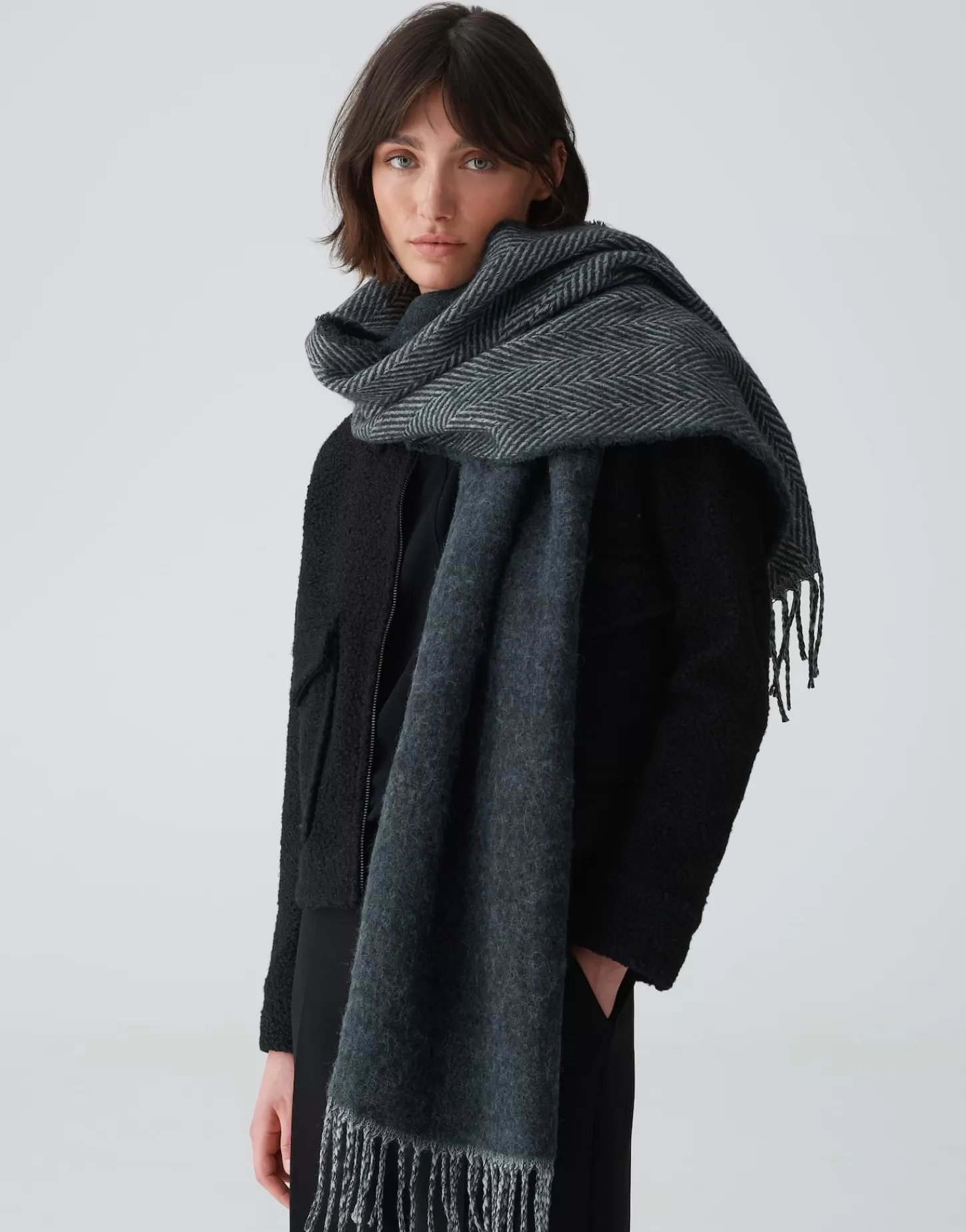 DAMES OPUS Oversized Sjaal Aneda Scarf Grijs Online Bestellen