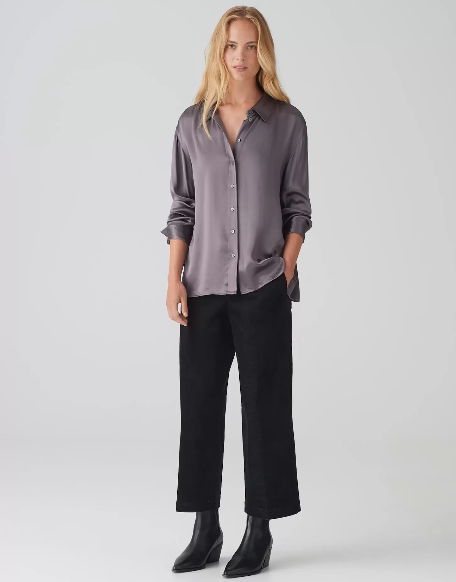 DAMES OPUS Satijnen Blouse Fenzy Grijs Online Bestellen