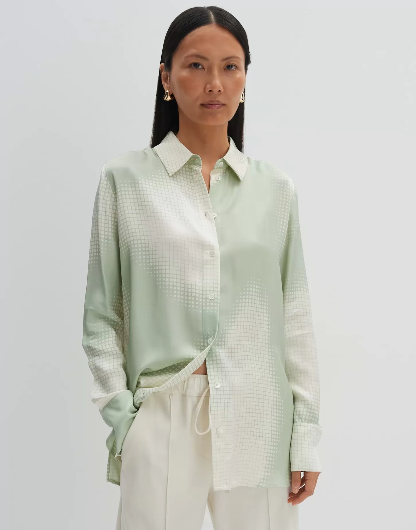 DAMES OPUS Satijnen Blouse Zisakia Groen Online Bestellen