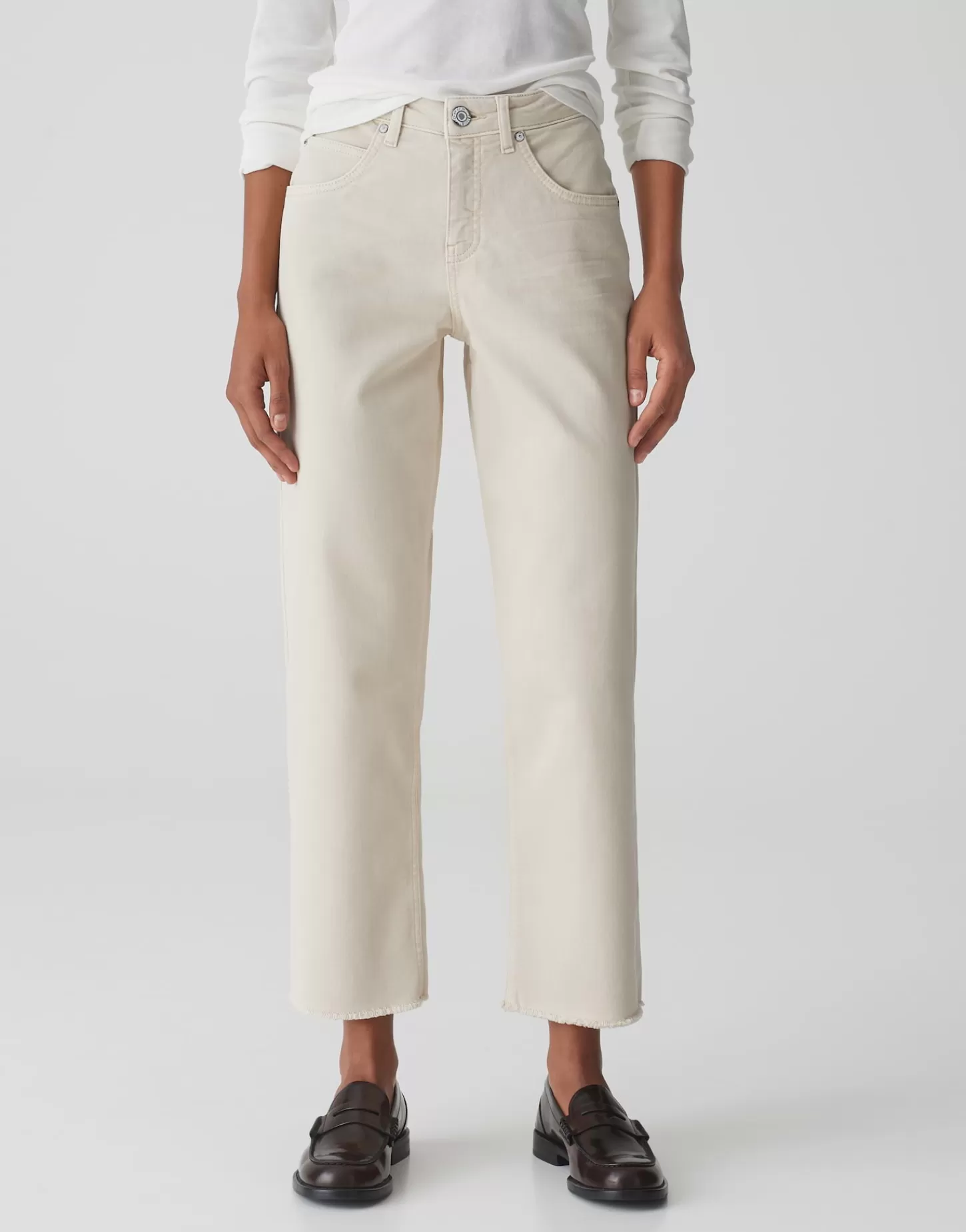 DAMES OPUS Wide Cropped Jeans Momito Color Beige Online Bestellen