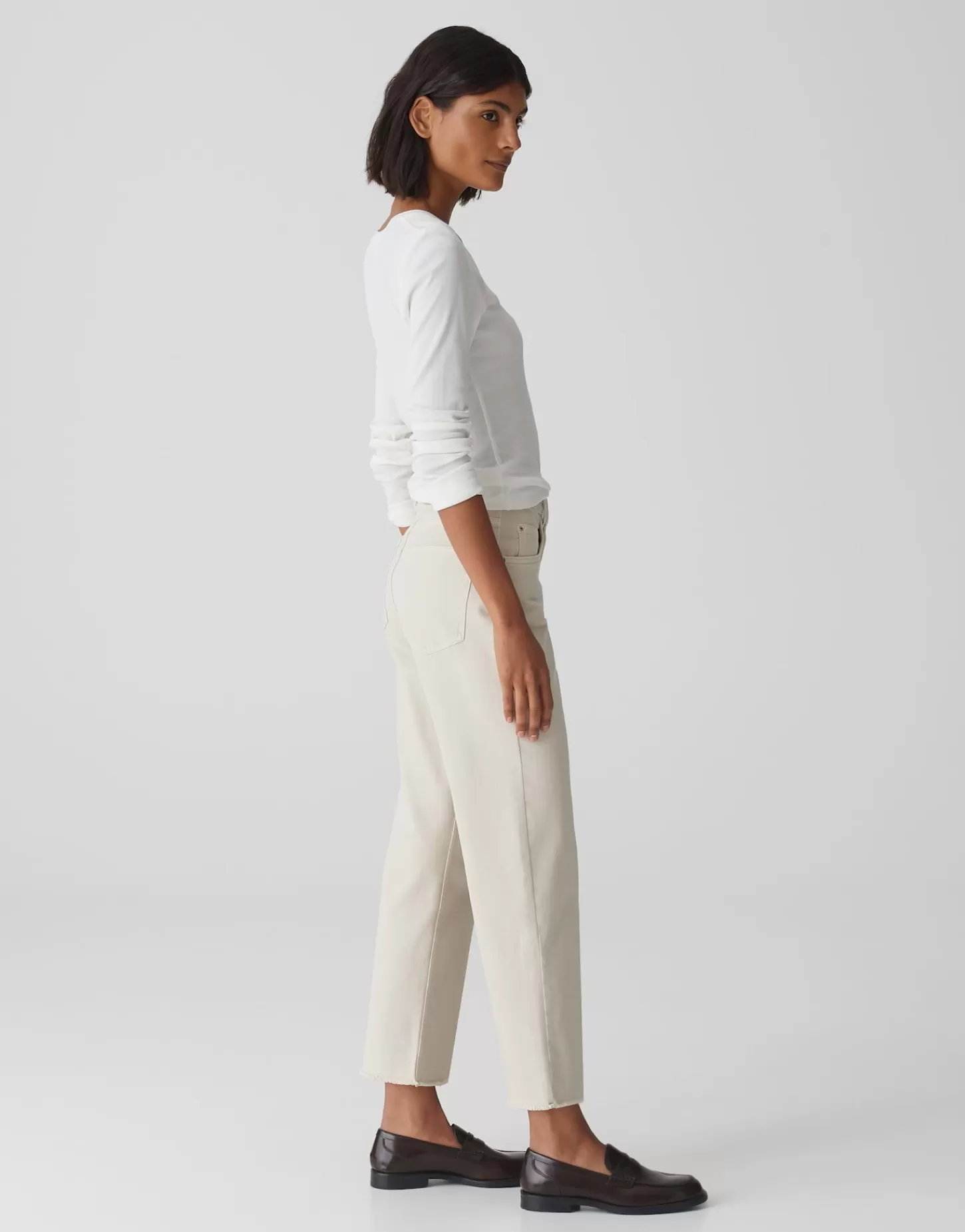 DAMES OPUS Wide Cropped Jeans Momito Color Beige Online Bestellen