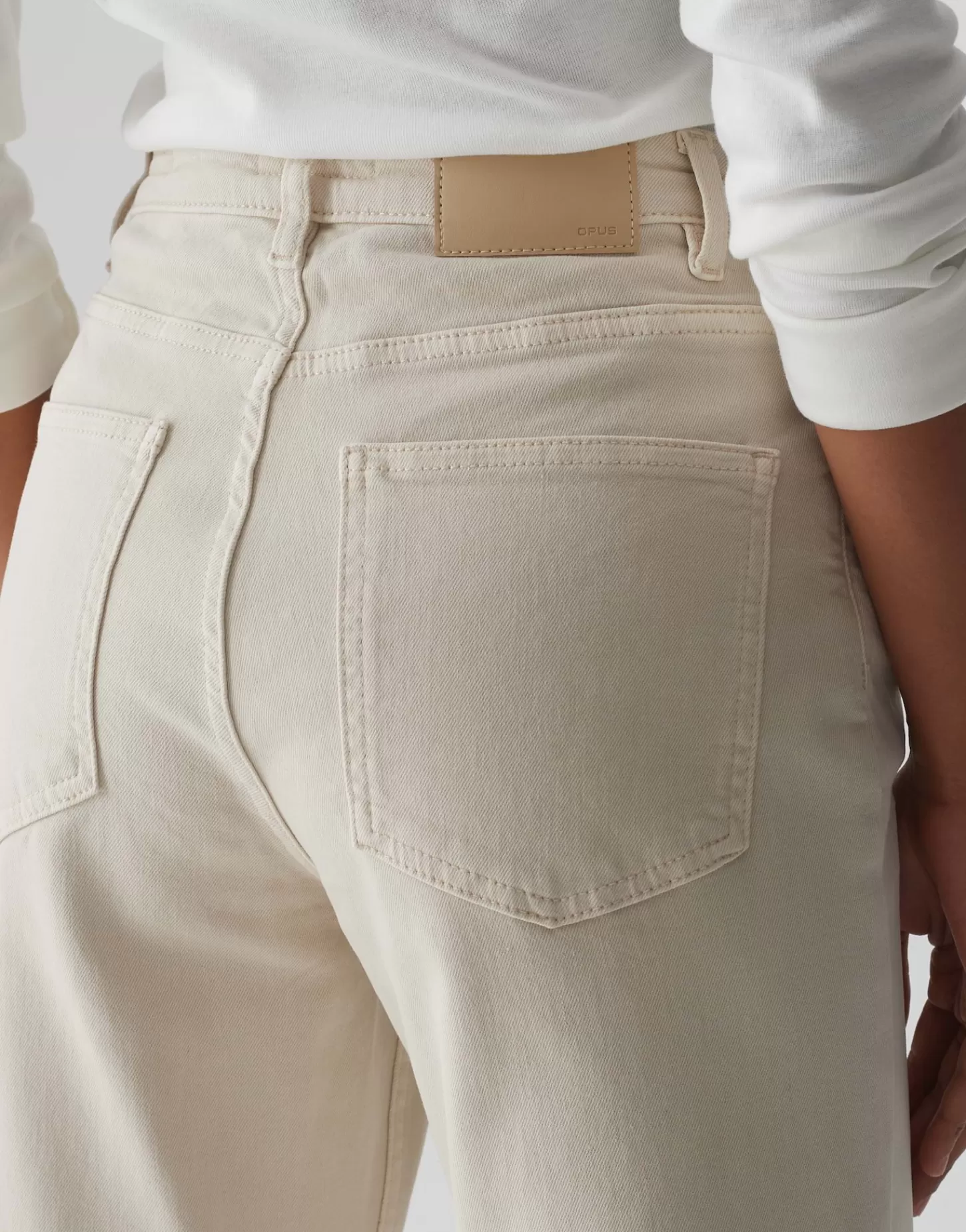 DAMES OPUS Wide Cropped Jeans Momito Color Beige Online Bestellen